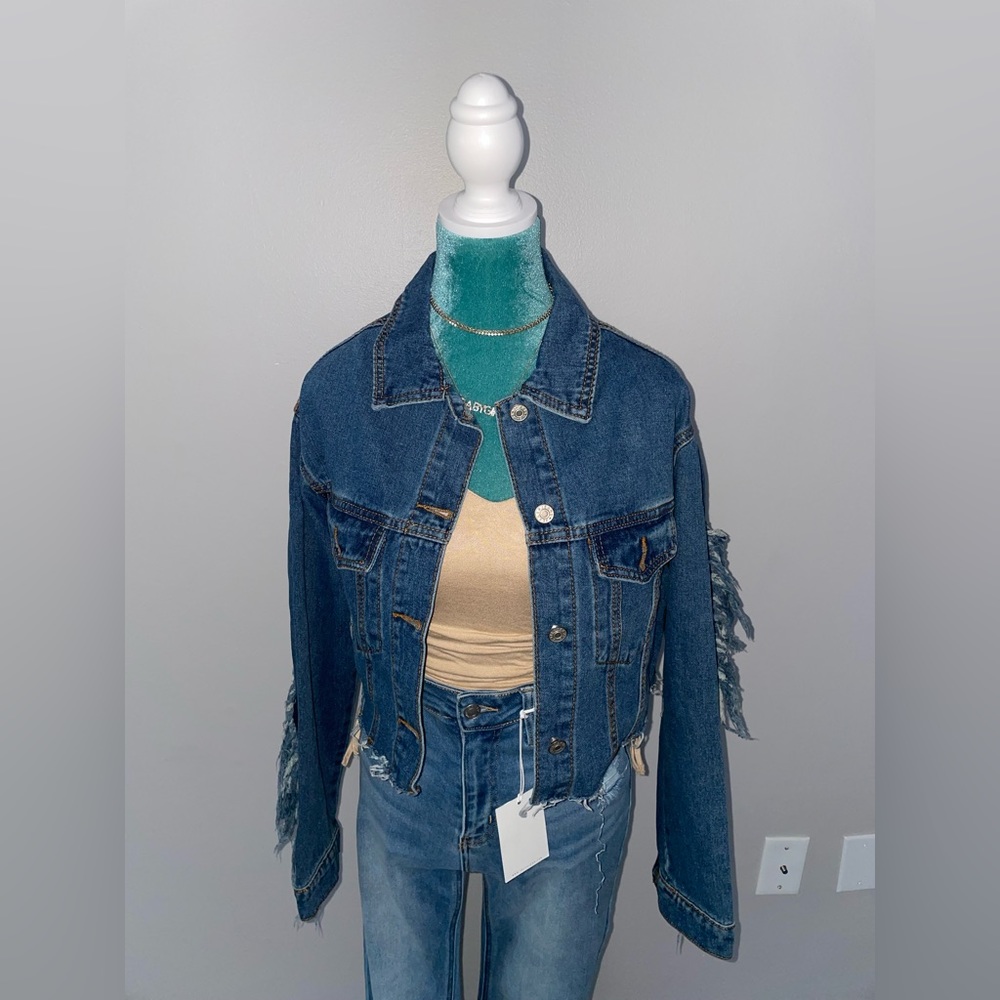 Blue Denim Fringe Jacket - Picture 9 of 10